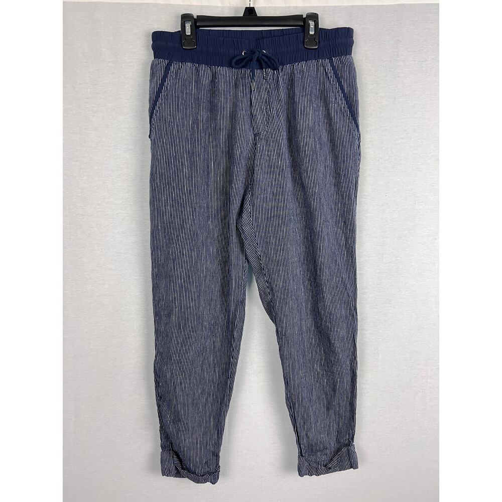 Athleta Pants Blue Stripe Bali Linen Nautical Beachy Coastal Grandma Summer - Picture 3 of 8
